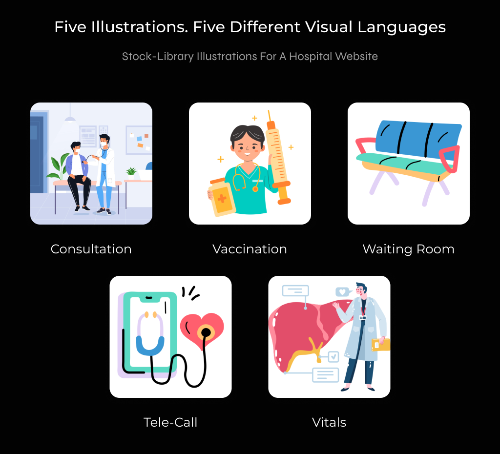 Five Illustrations, Five Different Visual Languages